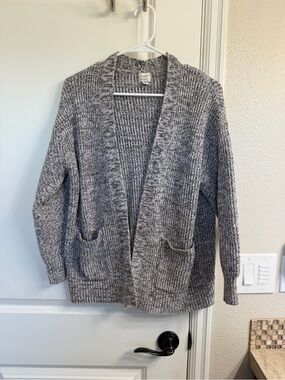 Cozy Open-Front Gray Marled Cardigan Sweater